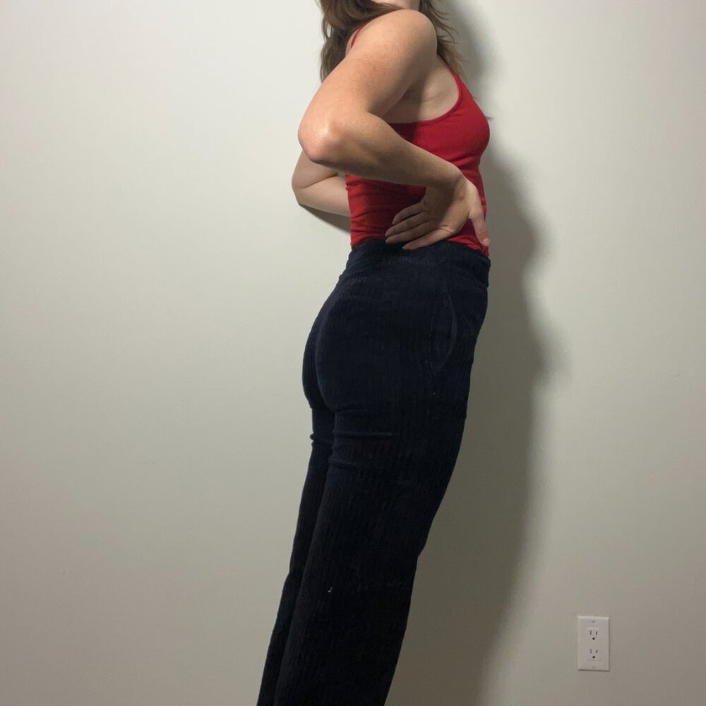 Black Corduroy Wide-Leg Pants